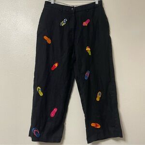 St Tropez West Linen Capri Wide Leg Beachy Sandal Printed Trouser Pants Size 12